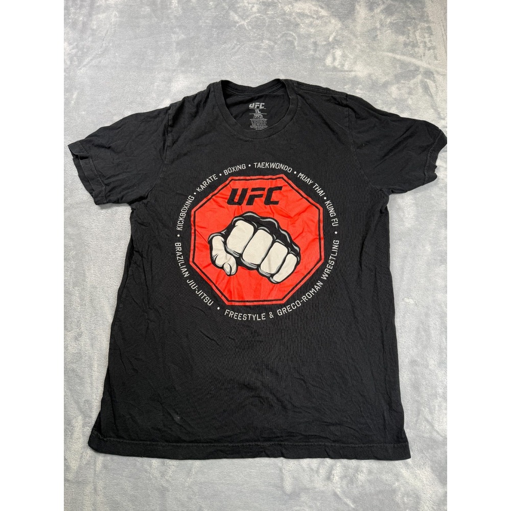 UFC T Shirt Mens Large Black Hammer Fist Jeyson Martinez Graphic Print Cotton